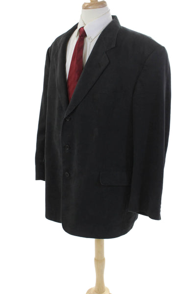 Coppley Mens Three Button Notched Lapel Blazer Jacket Black Size 48 Tall