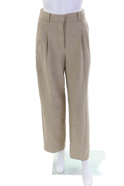 Wilfred Womens Front Pleated Zipped Hook and Eye Straight Leg Pants Beige Size 2