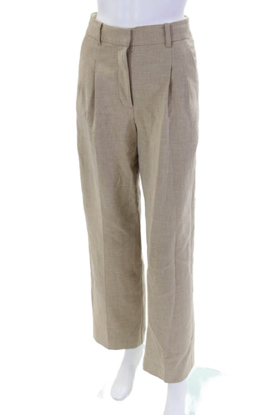 Wilfred Womens Front Pleated Zipped Hook and Eye Straight Leg Pants Beige Size 2