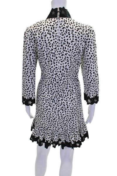 La Vie Womens Cotton Geometric Laced Animal Printed Ruffled Dress Size L