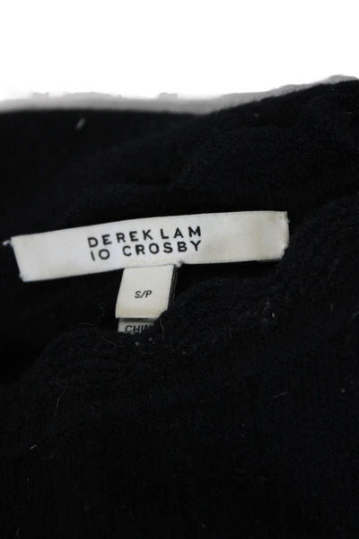 Derek Lam 10 Crosby Womens Long Sleeve Open Knit Crew Neck Sweater Black Small