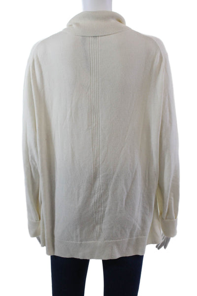 Theory Womens Cashmere Turtleneck Long Sleeve Knit Sweater White Size L