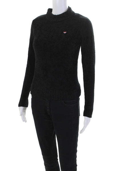 Spiritual Gangster Womens High Neck Pullover Top Black Size M