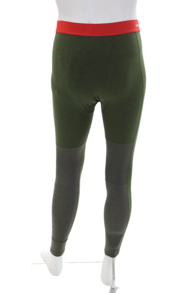 Mons Royale Mens Logo Waistband Skinny Leg Under Layer Pants Green Size Small