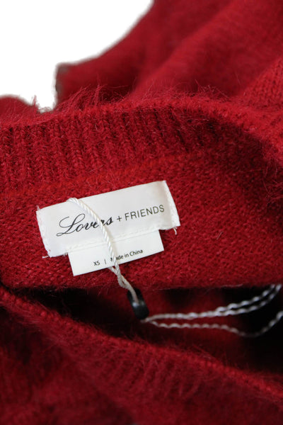 Lovers + Friends Womens Long Sleeves Crew Neck Sweater Red Size Extra Small