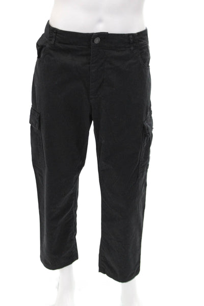 Paige Mens Zipper Fly Straight Leg Cargo Pants Black Cotton Size 36