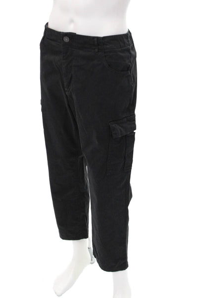 Paige Mens Zipper Fly Straight Leg Cargo Pants Black Cotton Size 36