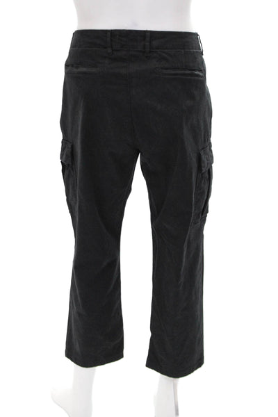 Paige Mens Zipper Fly Straight Leg Cargo Pants Black Cotton Size 36