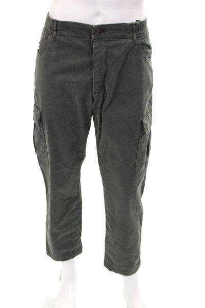 Paige Mens Zipper Fly Straight Leg Cargo Pants Shaded Gray Cotton Size 36