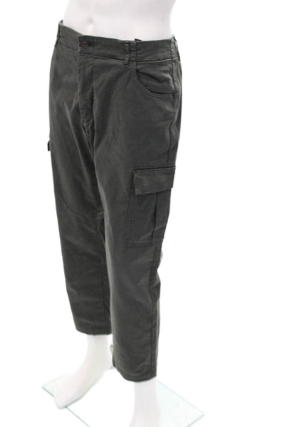 Paige Mens Zipper Fly Straight Leg Cargo Pants Shaded Gray Cotton Size 36