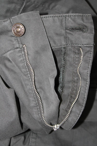 Paige Mens Zipper Fly Straight Leg Cargo Pants Shaded Gray Cotton Size 36