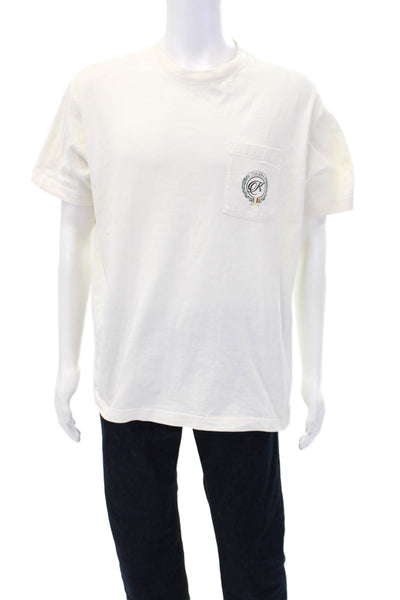 Kith Mens Short Sleeve Crew Neck Logo Pocket Tee Shirt White Cotton Size Medium