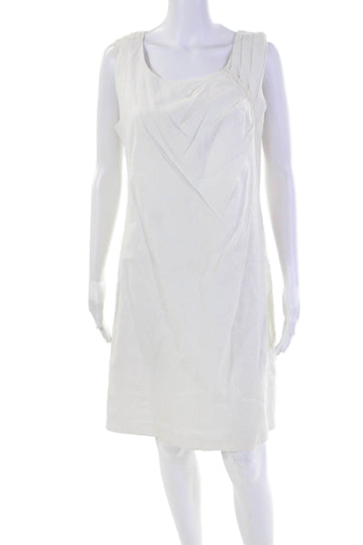 DKNY Womens Linen Sleeveless Zipped Dress White Size 10