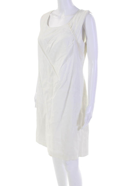 DKNY Womens Linen Sleeveless Zipped Dress White Size 10