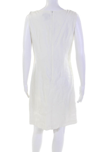 DKNY Womens Linen Sleeveless Zipped Dress White Size 10