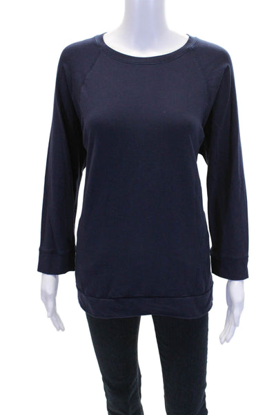 Eileen Fisher Womens Long Sleeves Shirt Navy Blue Organic Cotton Size Small