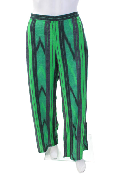 Xirena Womens Textured Elastic Waistband Lined Wide Leg Pants Green Size XL