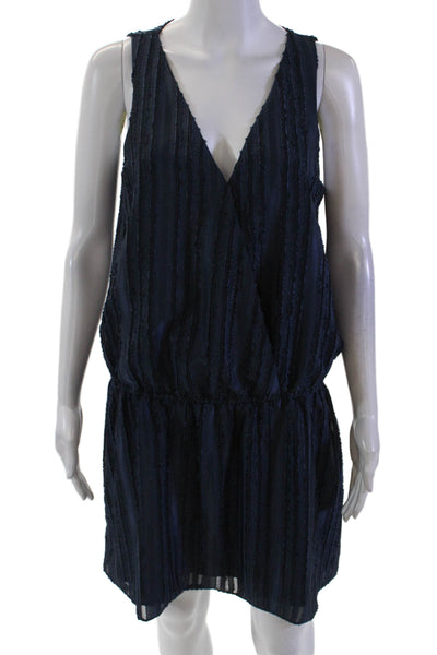 Parker Womens V Neck Sleeveless A Line Knee Length Dress Navy Blue Size Medium