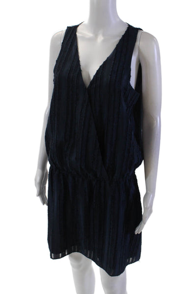 Parker Womens V Neck Sleeveless A Line Knee Length Dress Navy Blue Size Medium