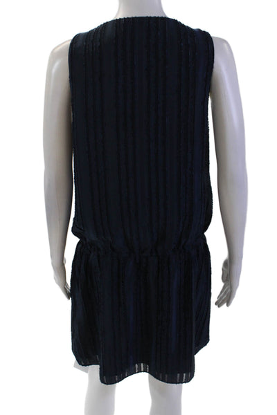 Parker Womens V Neck Sleeveless A Line Knee Length Dress Navy Blue Size Medium