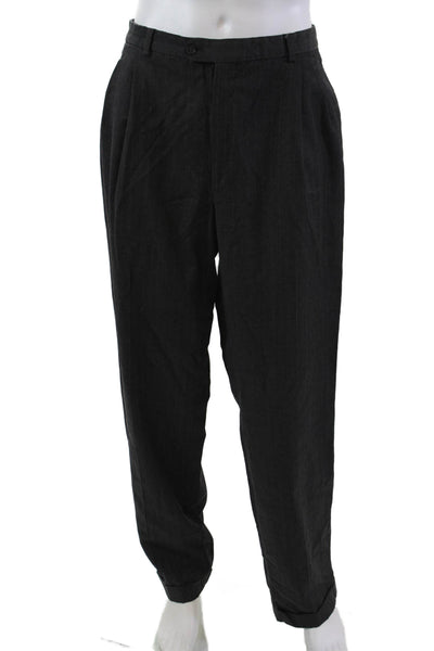 Valentino Roma Mens Zipped Hook and Eye Cuffed Straight Leg Pants Gray Size 56