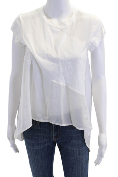 Allsaints Womens Asymmetrical Short Sleeves Zala Shirt White Cotton Size Small