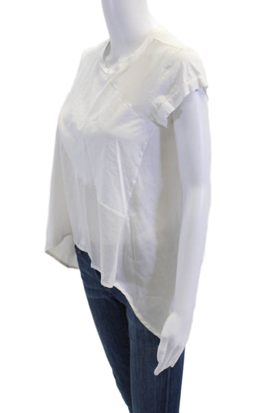 Allsaints Womens Asymmetrical Short Sleeves Zala Shirt White Cotton Size Small