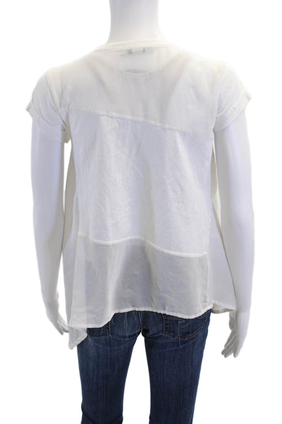 Allsaints Womens Asymmetrical Short Sleeves Zala Shirt White Cotton Size Small