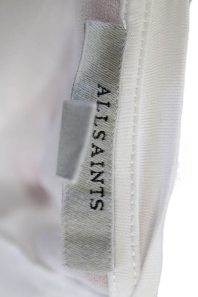 Allsaints Womens Asymmetrical Short Sleeves Zala Shirt White Cotton Size Small