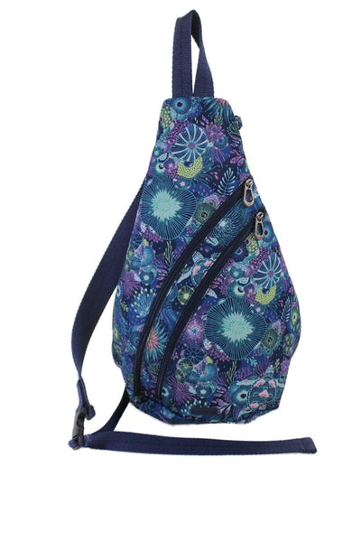 Sakroots Womens Abstract Print One Strap Back Pack Shoulder Handbag Blue