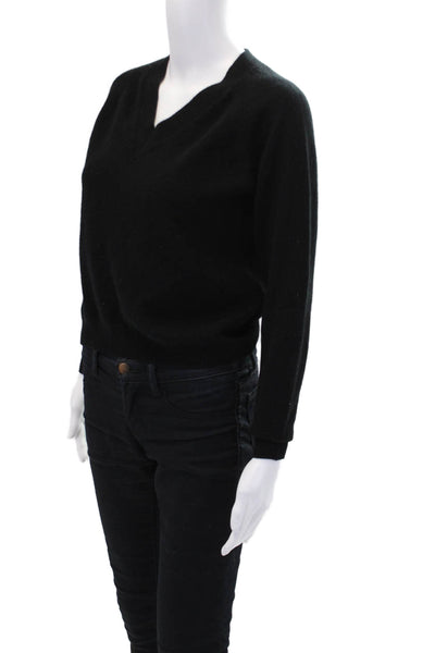 Minnie Rose Womens Cashmere V-Neck Long Sleeve Sweater Top Black Size XS