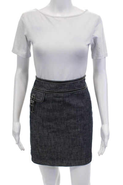 Michael Michael Kors Womens Side Zip Knee Length Denim Pencil Skirt Blue Size 4