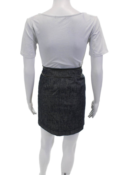 Michael Michael Kors Womens Side Zip Knee Length Denim Pencil Skirt Blue Size 4