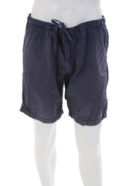 Hartford Mens Linen Lined Zip Button Casual Shorts Navy Blue Size EUR 52