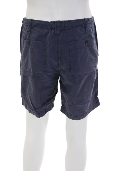 Hartford Mens Linen Lined Zip Button Casual Shorts Navy Blue Size EUR 52