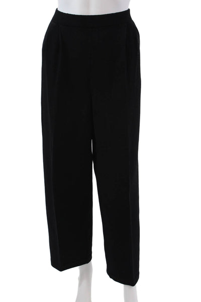 St. John Basics Womens Santana Knit Pleated Straight Leg Pants Black Size 12