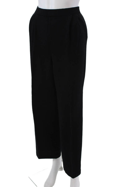 St. John Basics Womens Santana Knit Pleated Straight Leg Pants Black Size 12