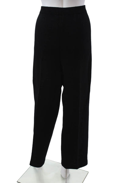 St. John Basics Womens Santana Knit Pleated Straight Leg Pants Black Size 12