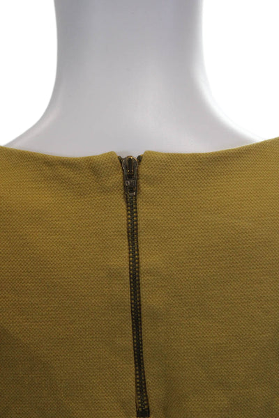 Boden Womens Back Zip Short Sleeve Crew Neck Tee Shirt Yellow Cotton Size 6