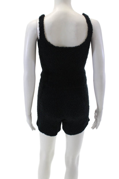 Skims Womens Textured Sleeveless Fuzzy Tank Shorts Lounge Set Black Size XXS