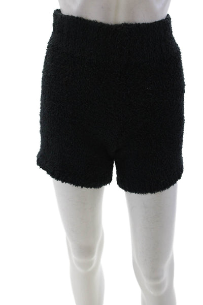 Skims Womens Textured Sleeveless Fuzzy Tank Shorts Lounge Set Black Size XXS