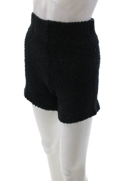 Skims Womens Textured Sleeveless Fuzzy Tank Shorts Lounge Set Black Size XXS