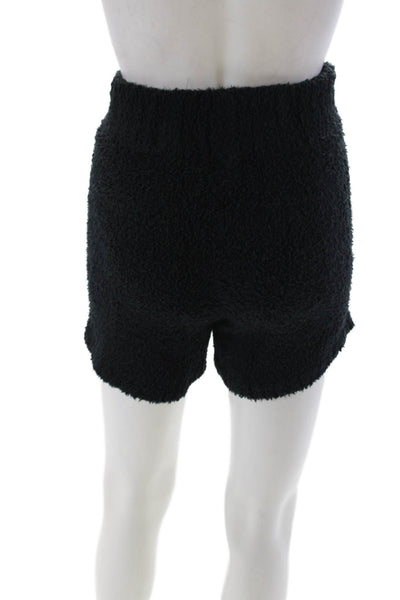 Skims Womens Textured Sleeveless Fuzzy Tank Shorts Lounge Set Black Size XXS