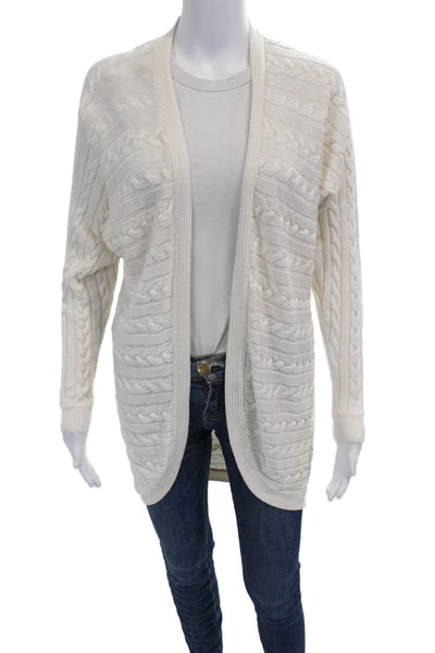 Lauren Ralph Lauren Womens Cotton Long Sleeve Braided Knit Cardigan White Size S