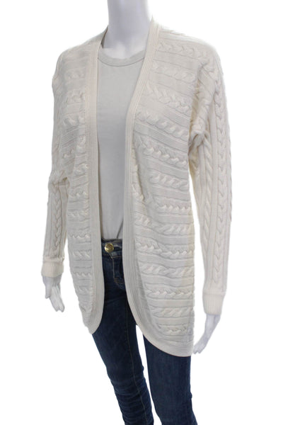 Lauren Ralph Lauren Womens Cotton Long Sleeve Braided Knit Cardigan White Size S