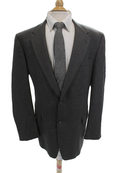 Hart Schaffner Marx Mens Houndstooth Two Button Blazer Jacket Gray Size 44