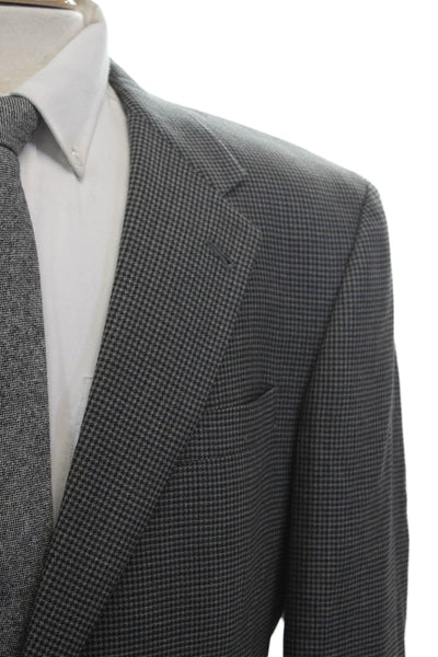 Hart Schaffner Marx Mens Houndstooth Two Button Blazer Jacket Gray Size 44