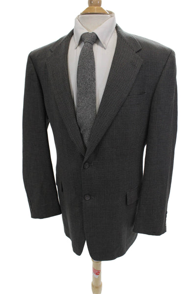 Hart Schaffner Marx Mens Houndstooth Two Button Blazer Jacket Gray Size 44