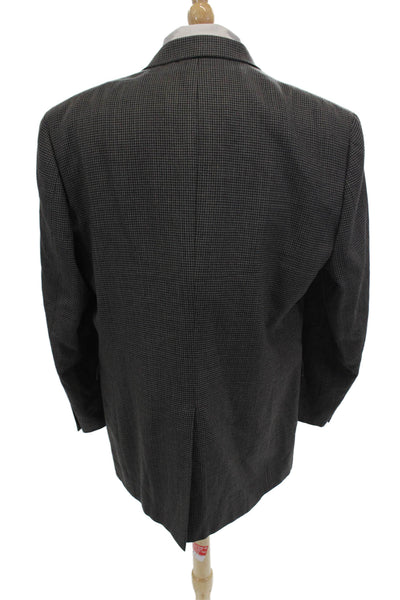 Hart Schaffner Marx Mens Houndstooth Two Button Blazer Jacket Gray Size 44