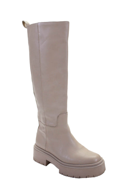 Sam Edelman Womens Leather Larina Knee High Boots Beige Size 6.5 Medium